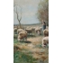Pieter Adrianus (Piet) Bouter, Schilderij olieverf op doek. Boerin met schapen